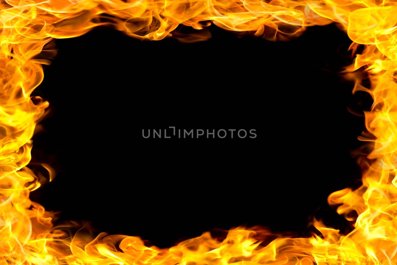 fire flames border, copy space in the center.
