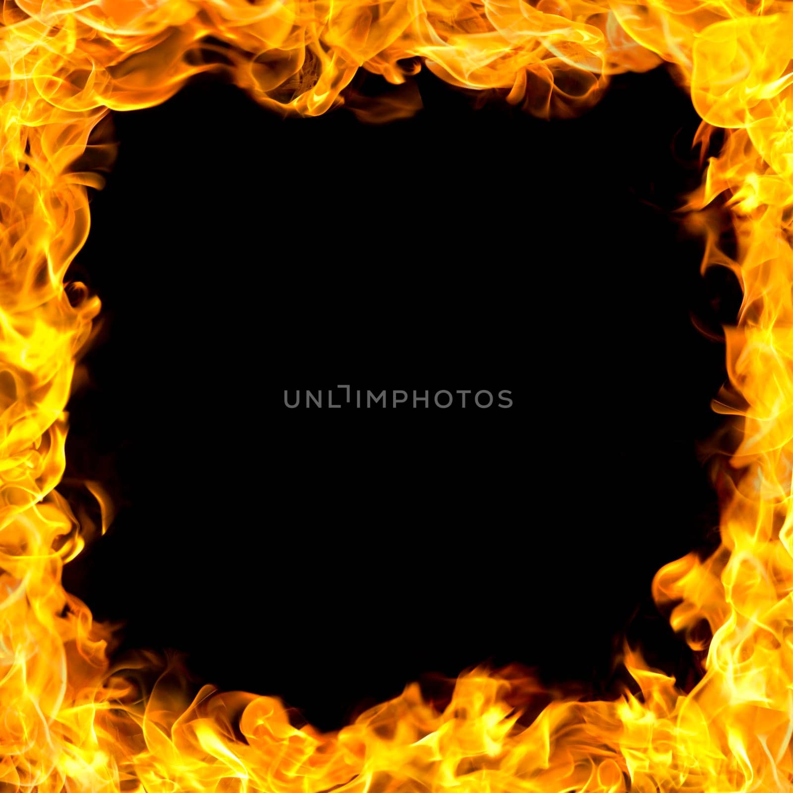 fire flames border, copy space in the center.
