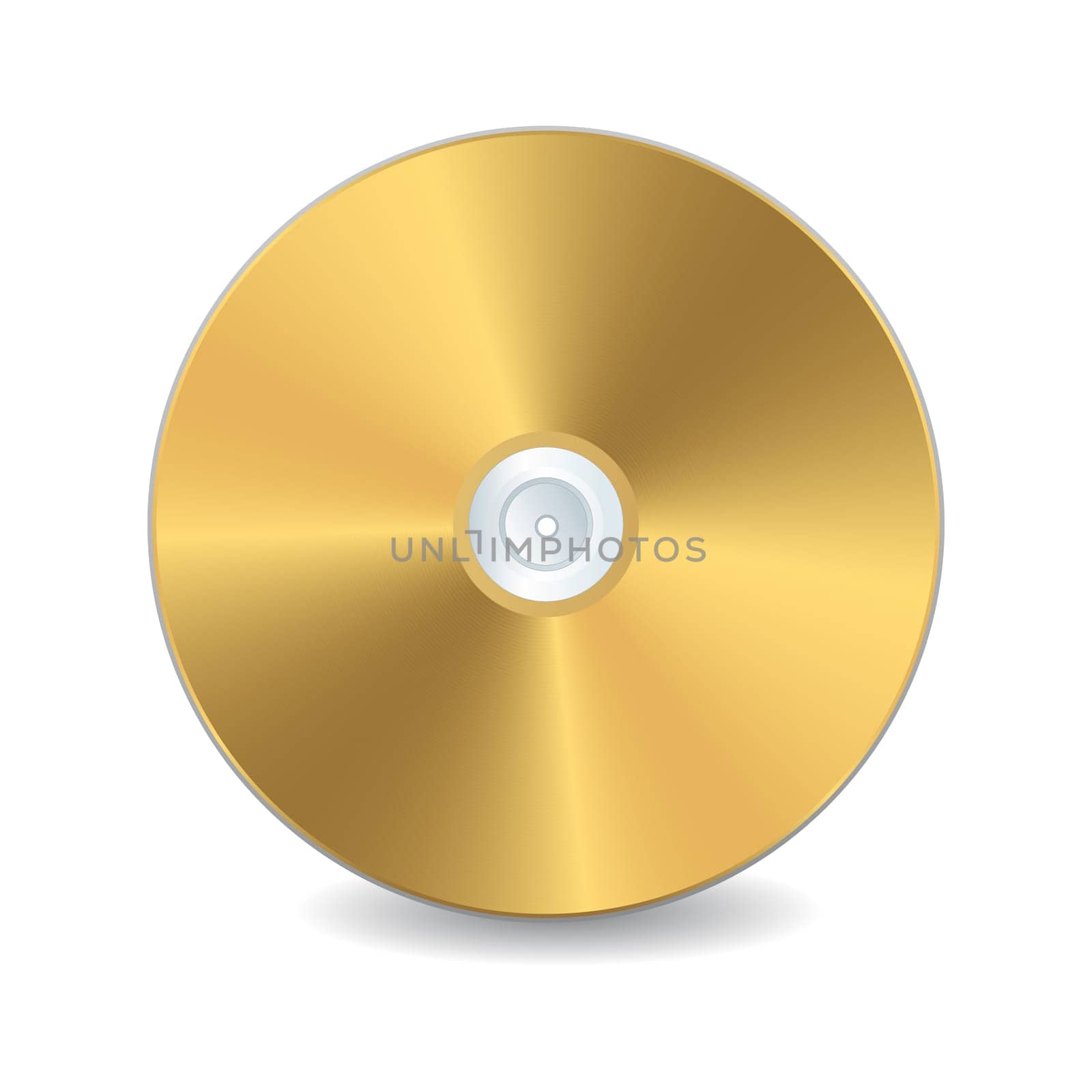A golden compact disc,  isolated object over white background