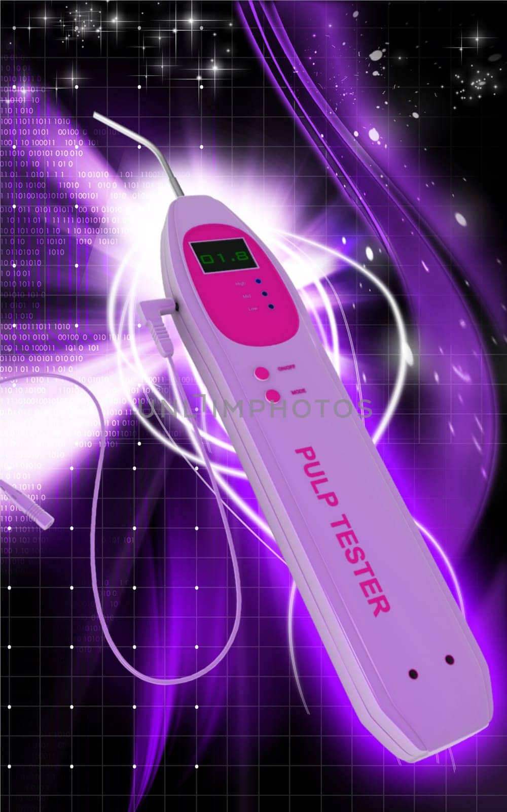 Digital illustration of pulp tester in colour background