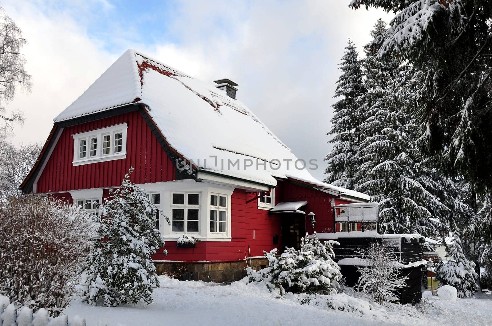 red wooden house