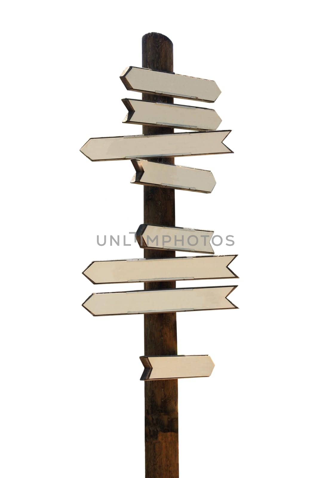 Old wooden signpost with text space for lettering