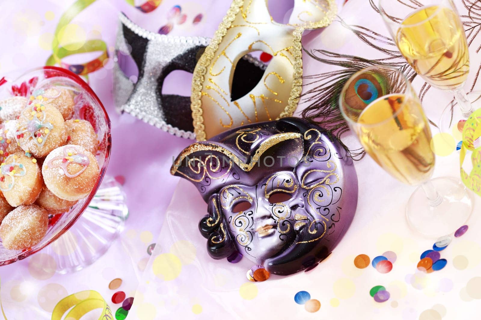 Carnival and party place setting with mask