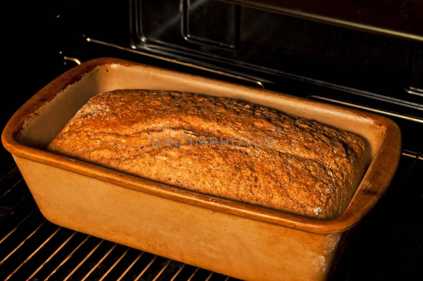 Wholemeal bread in the oven