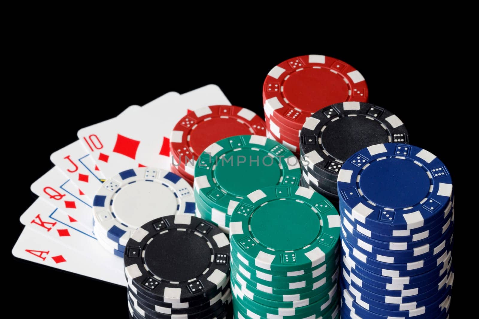 poker chips with cards
