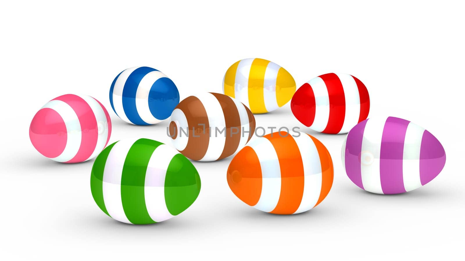 easter eggs with stripes lie on ground