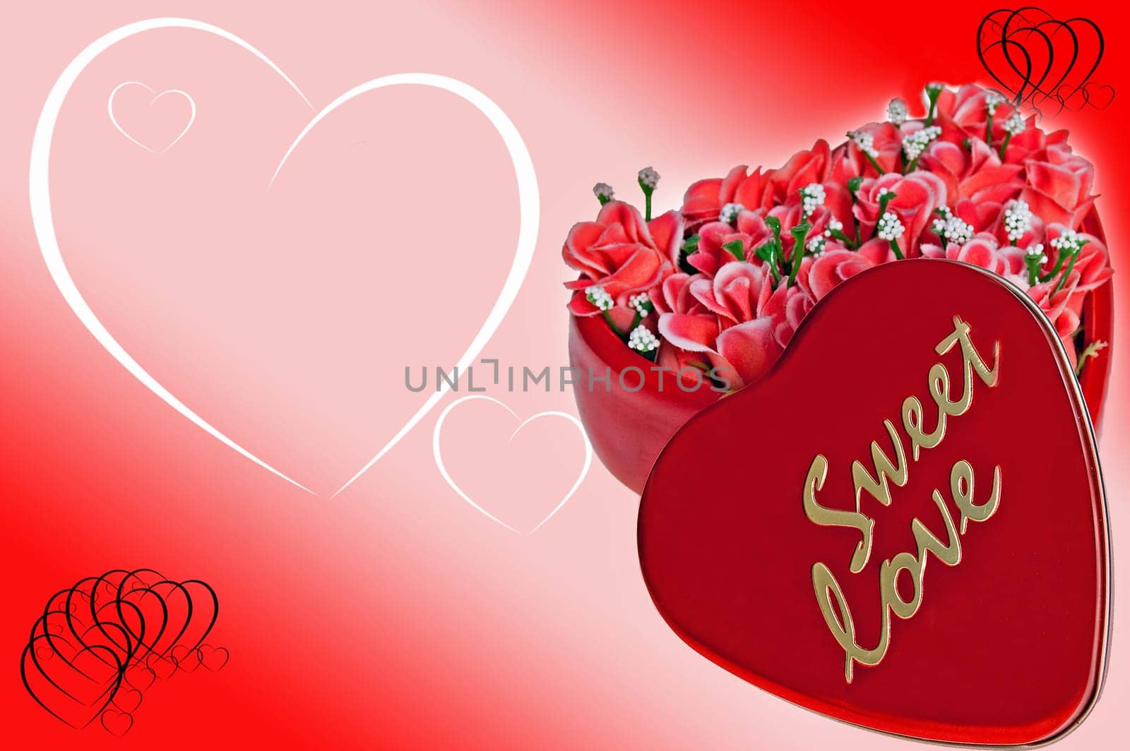 Heart of roses on Valentine&#039 s background