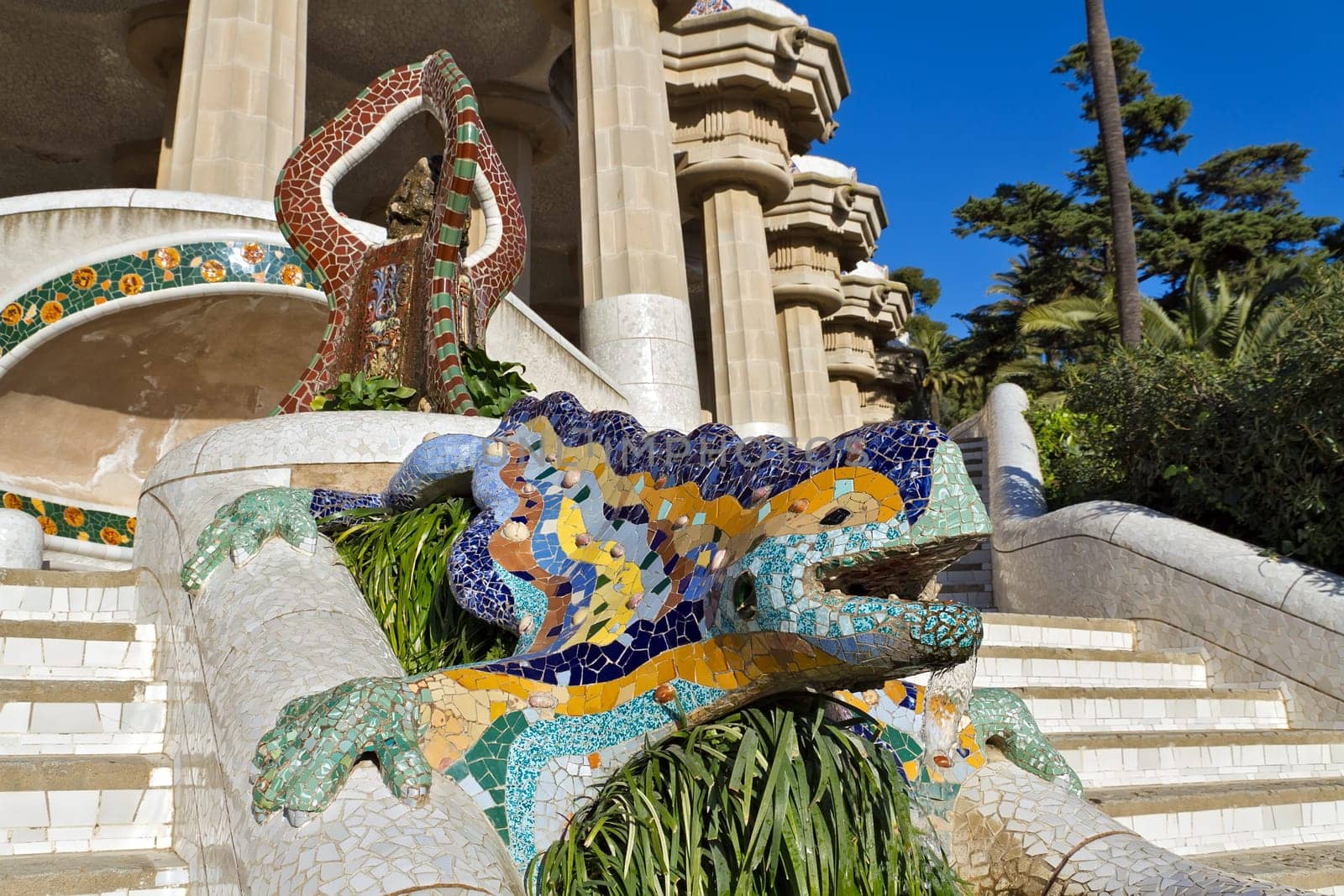 The mosaic Lizard in Barcelona at park Guell
