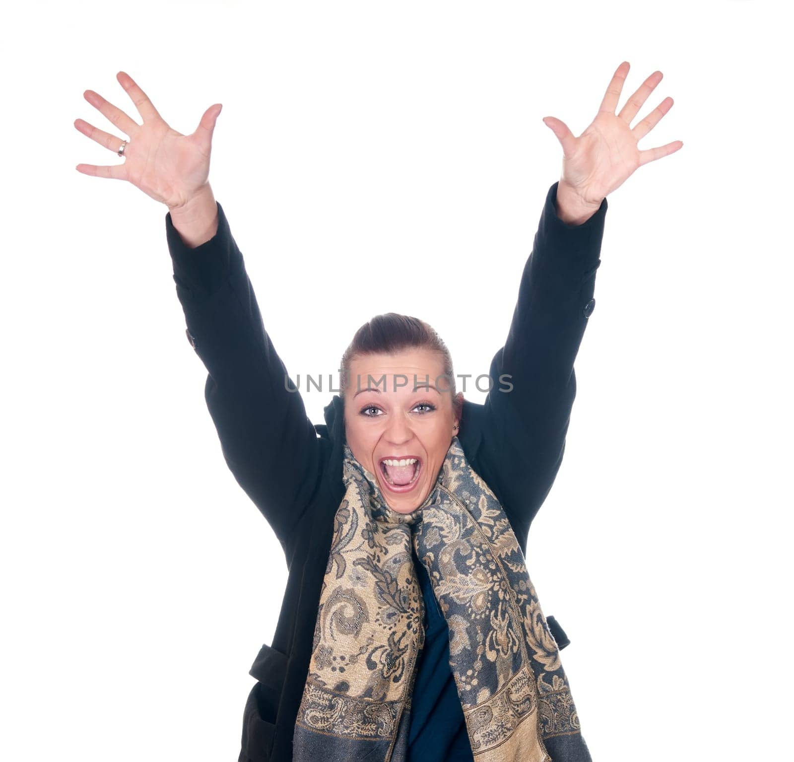 Young woman cheering