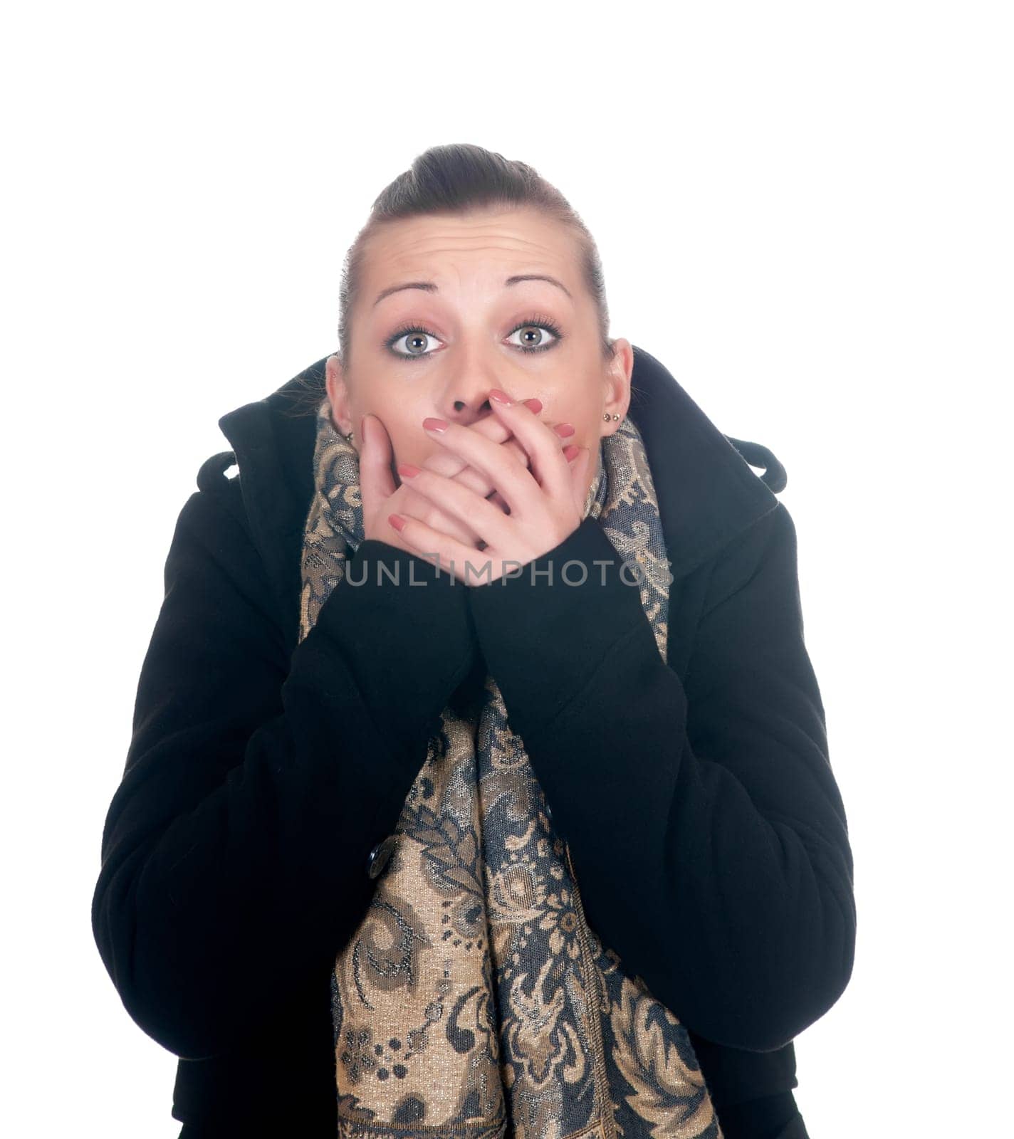 Young woman is afraid