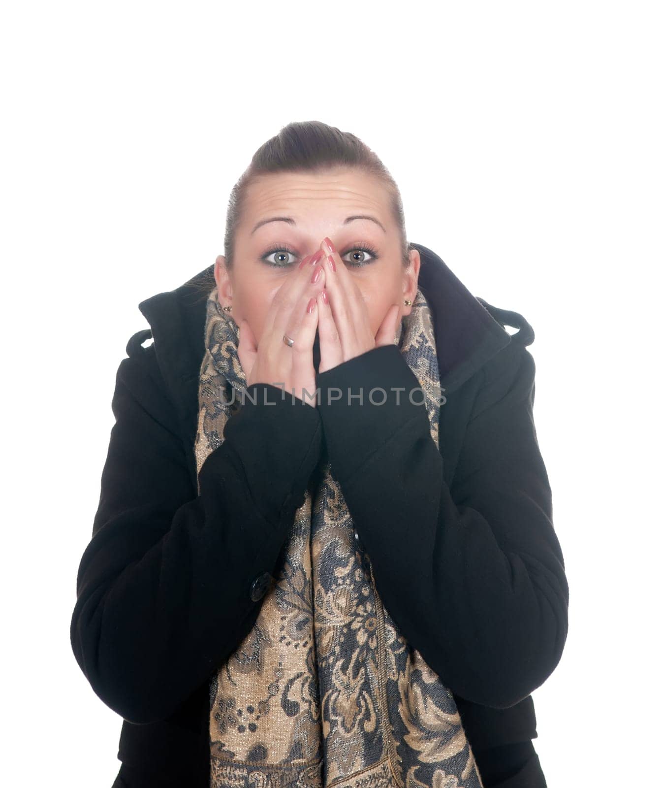 Young woman is afraid
