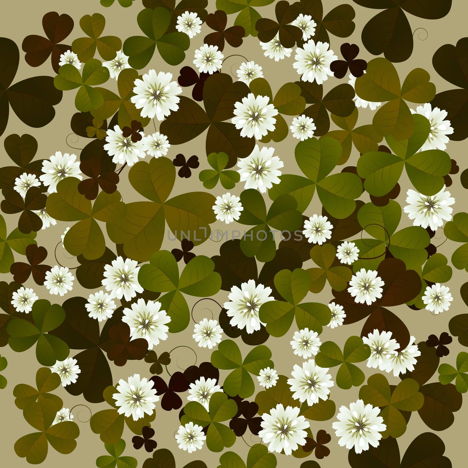 A seamless floral pattern with clovers, background tile for Saint Patrick&#039 s Day