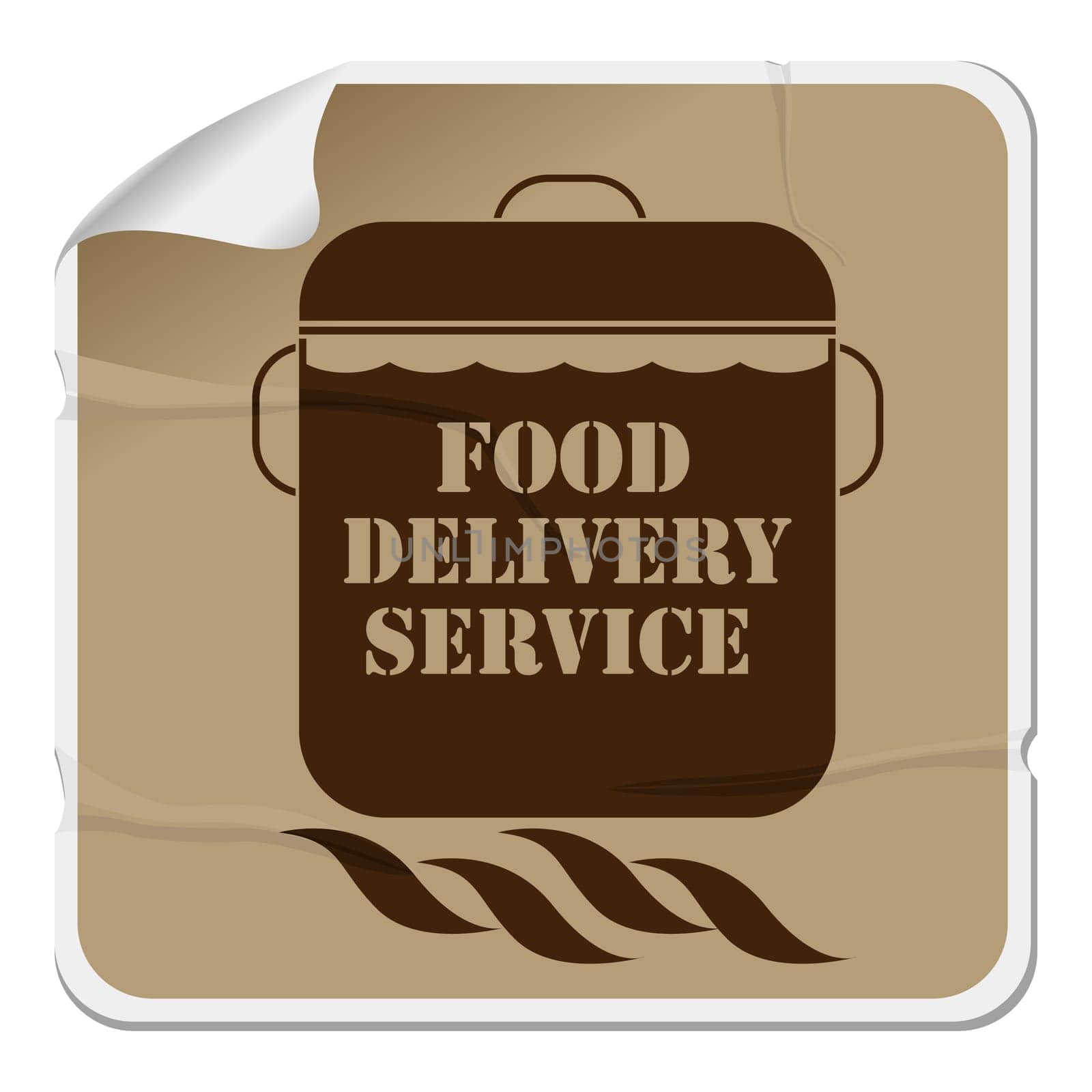 Food delivery sticker, isolated object over white background