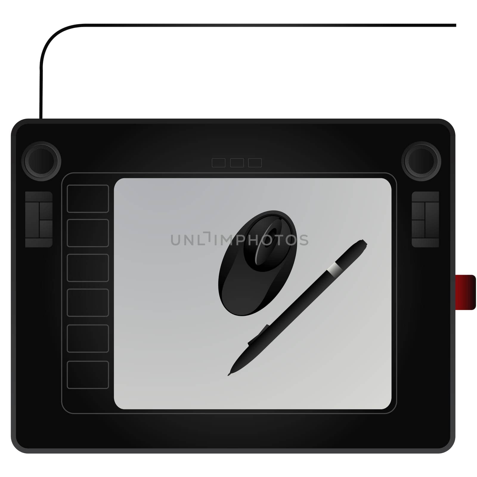 Modern graphic tablet with mouse and pen