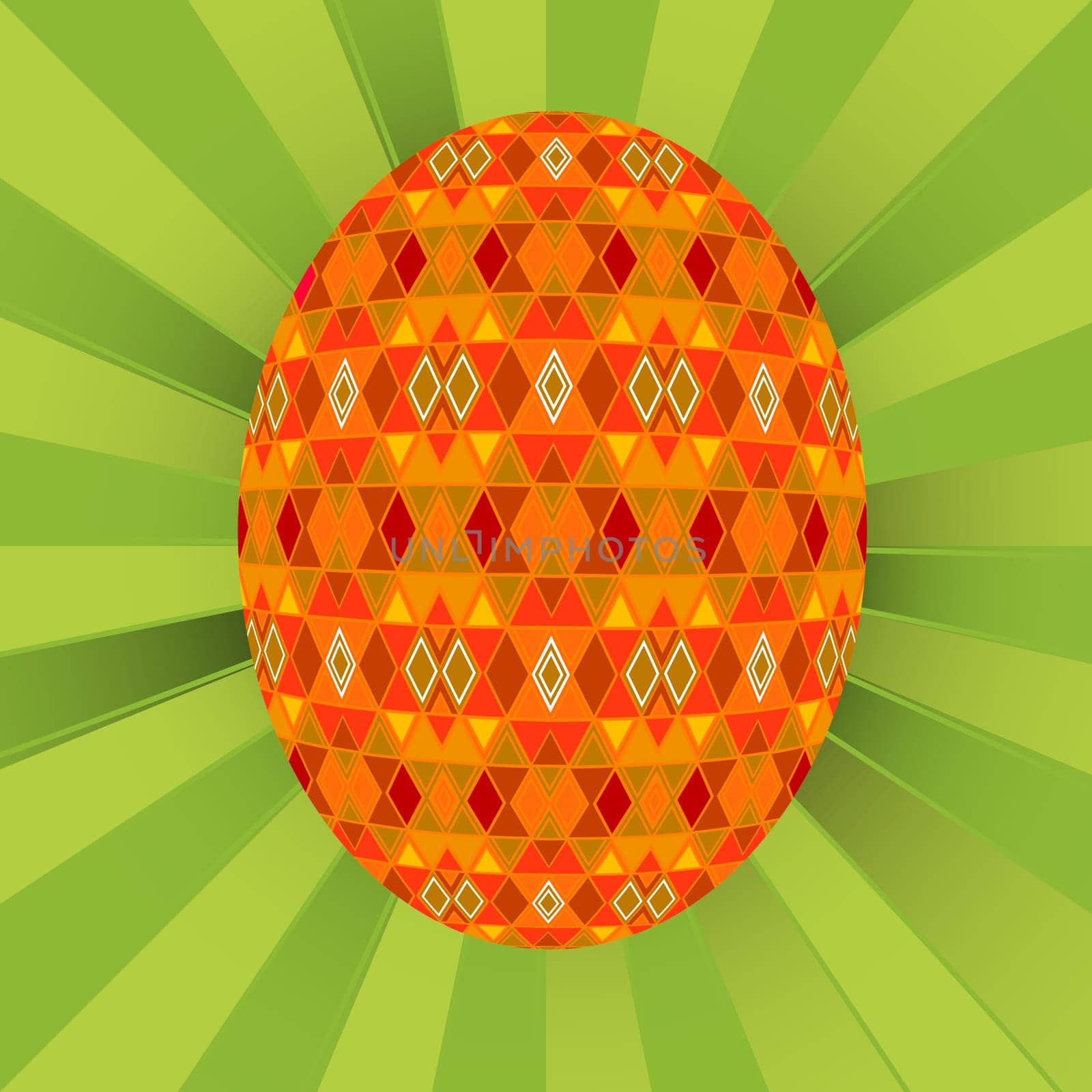 Colored egg over a green  background