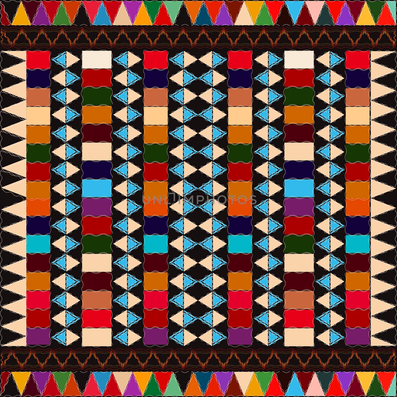 American indian  ethnic pattern with multicolored elements, abstract art.