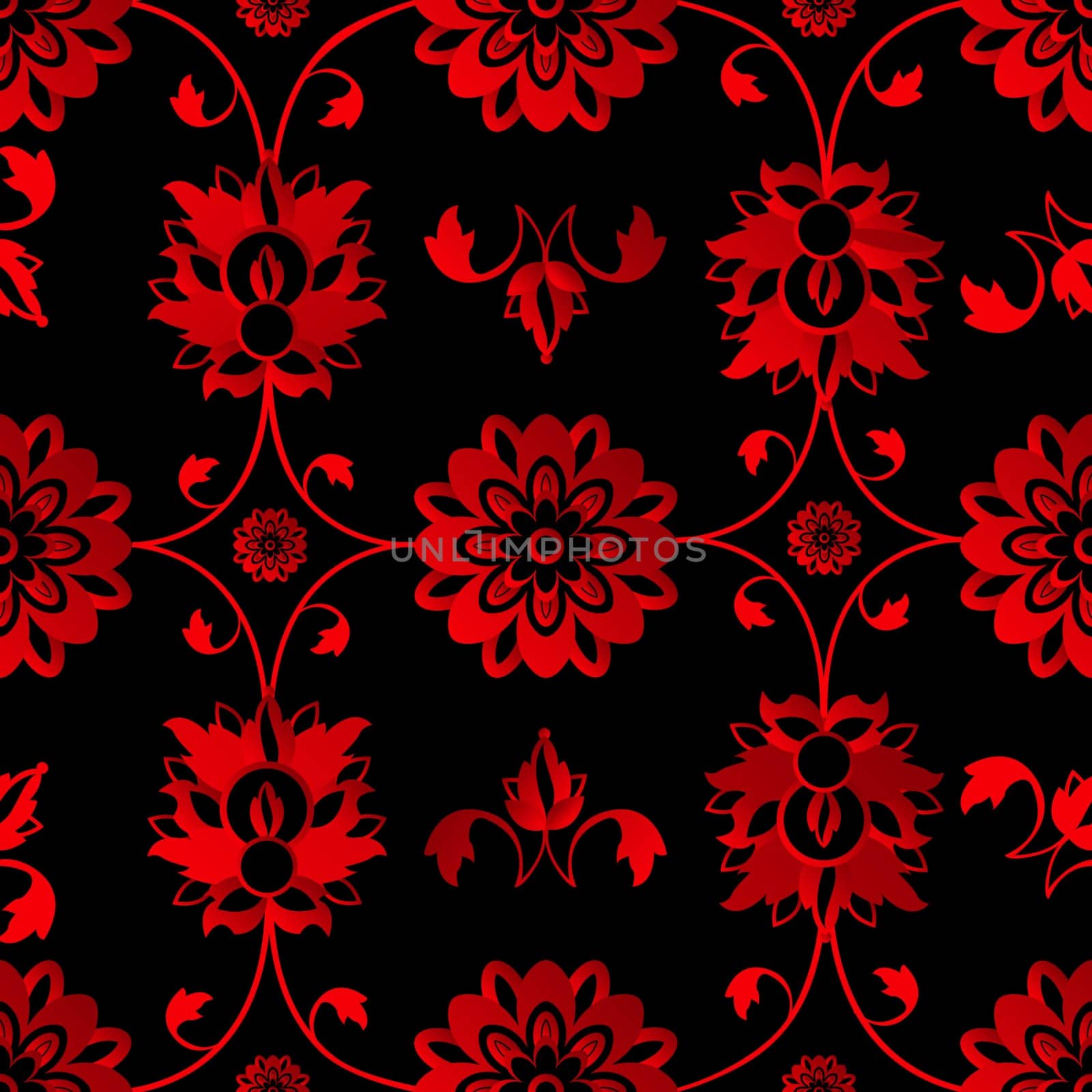 Red floral background, seamless pattern