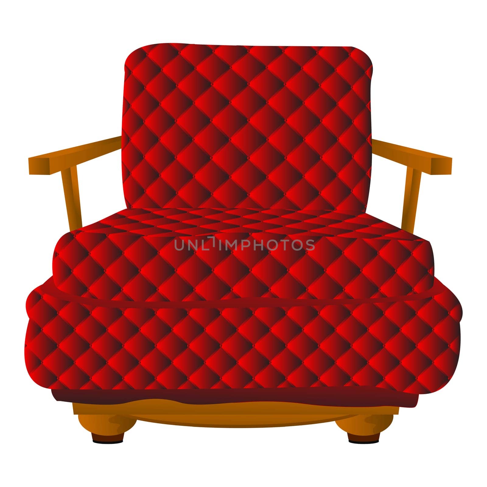 Red leather arm chair against white background