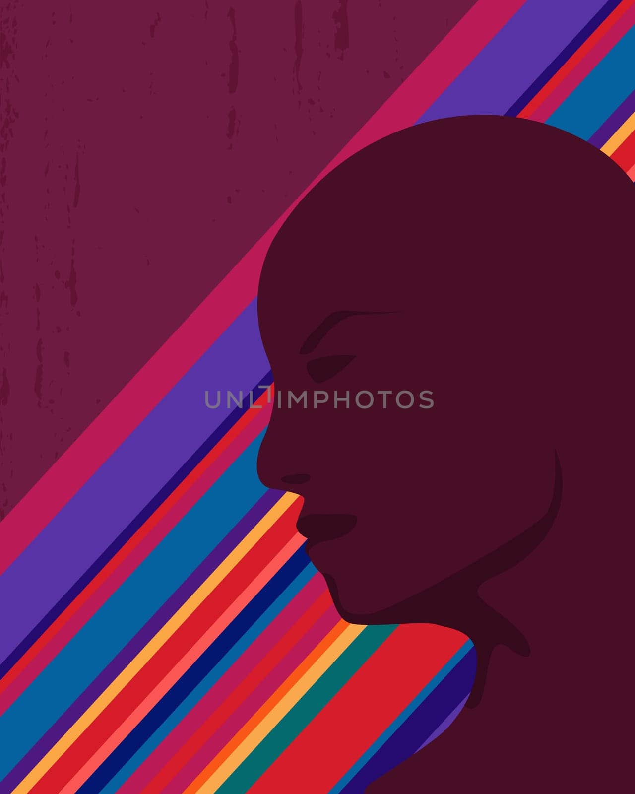 Silhouette of an african-american male, retro background.