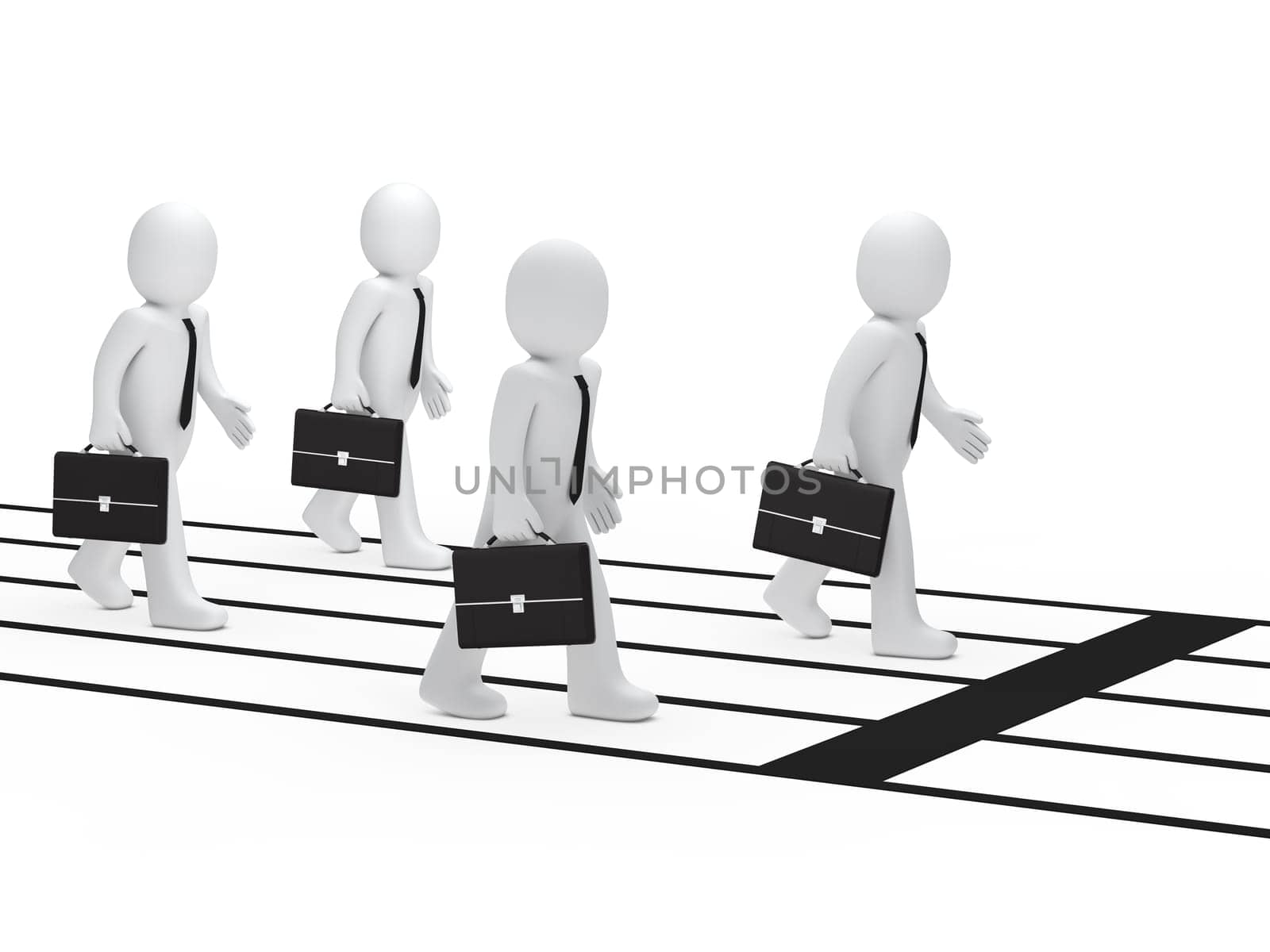 Business men with briefcase run for success