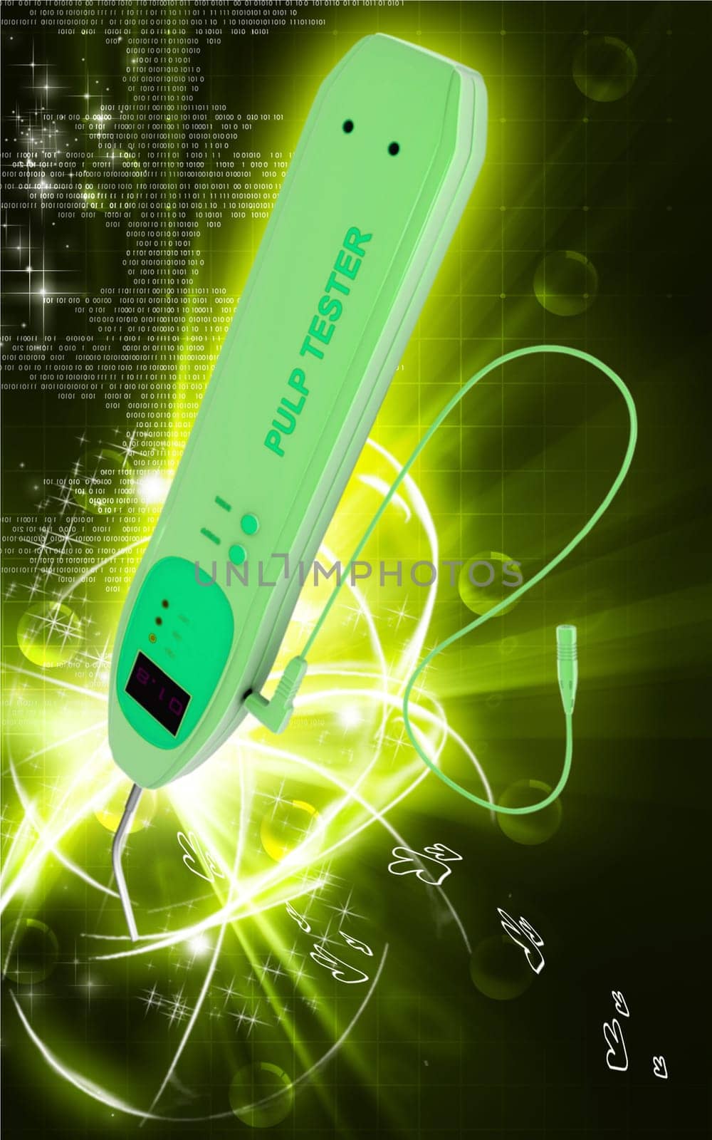 Digital illustration of pulp tester in colour background