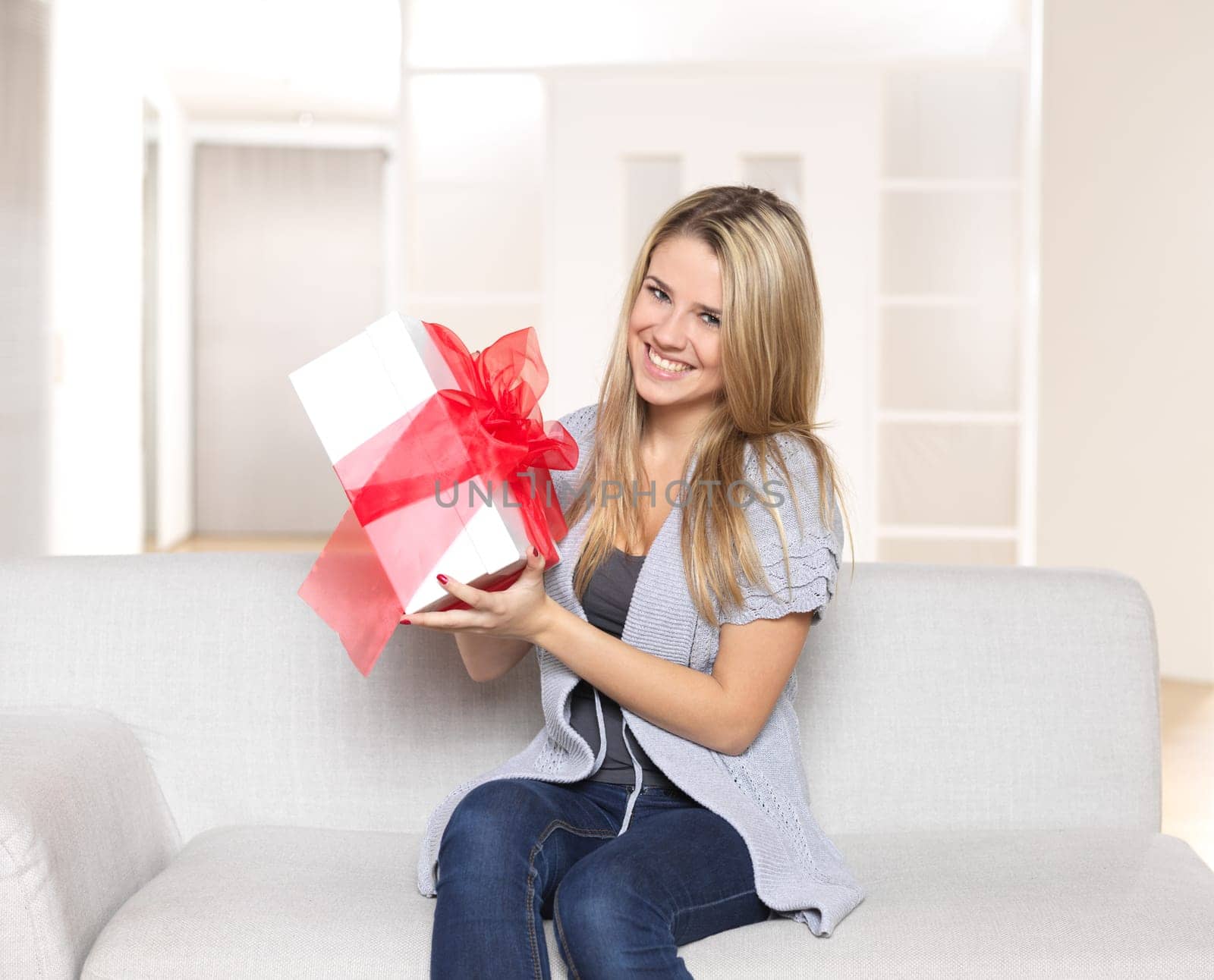 Young woman with gift
