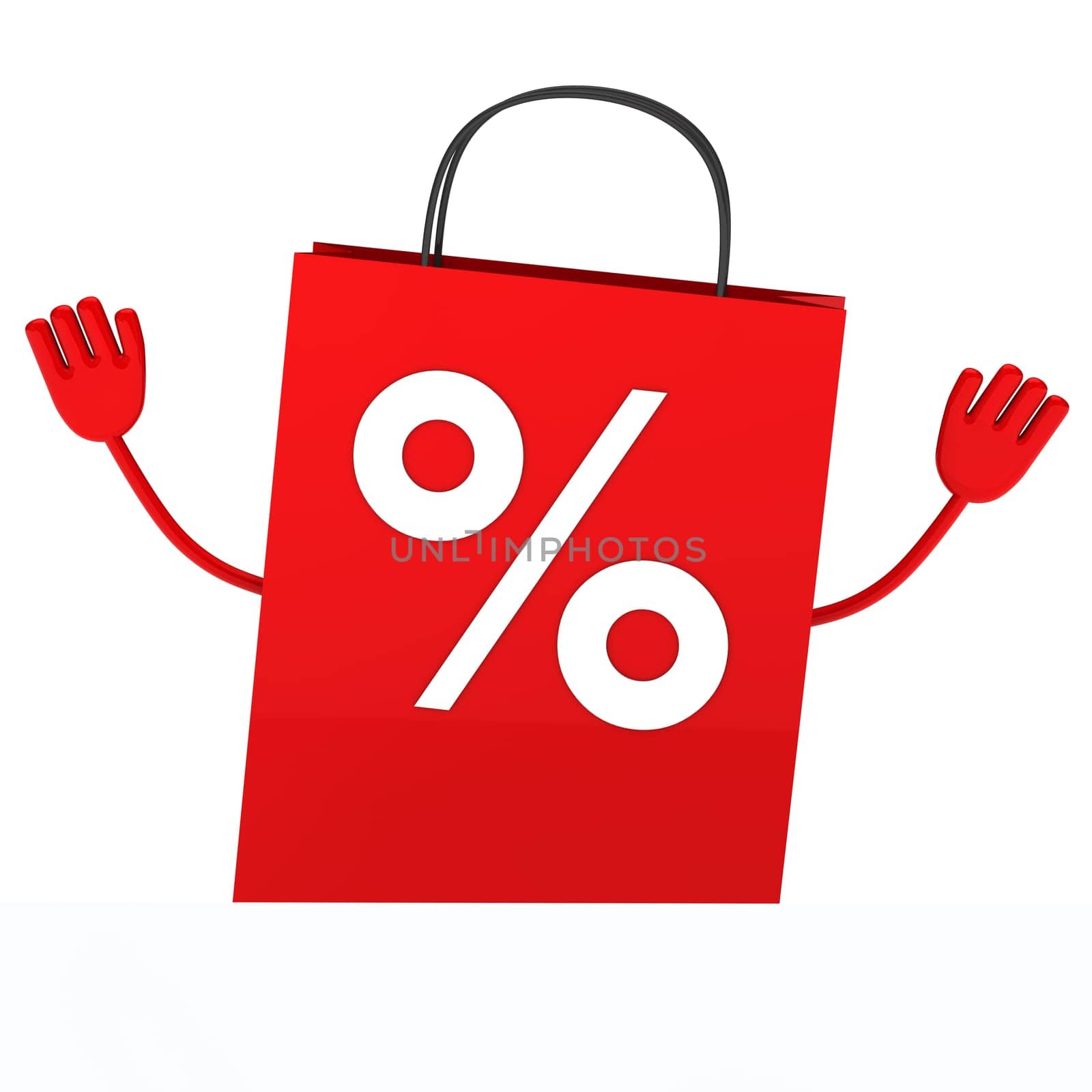 Red sale percent bag wave behind wall