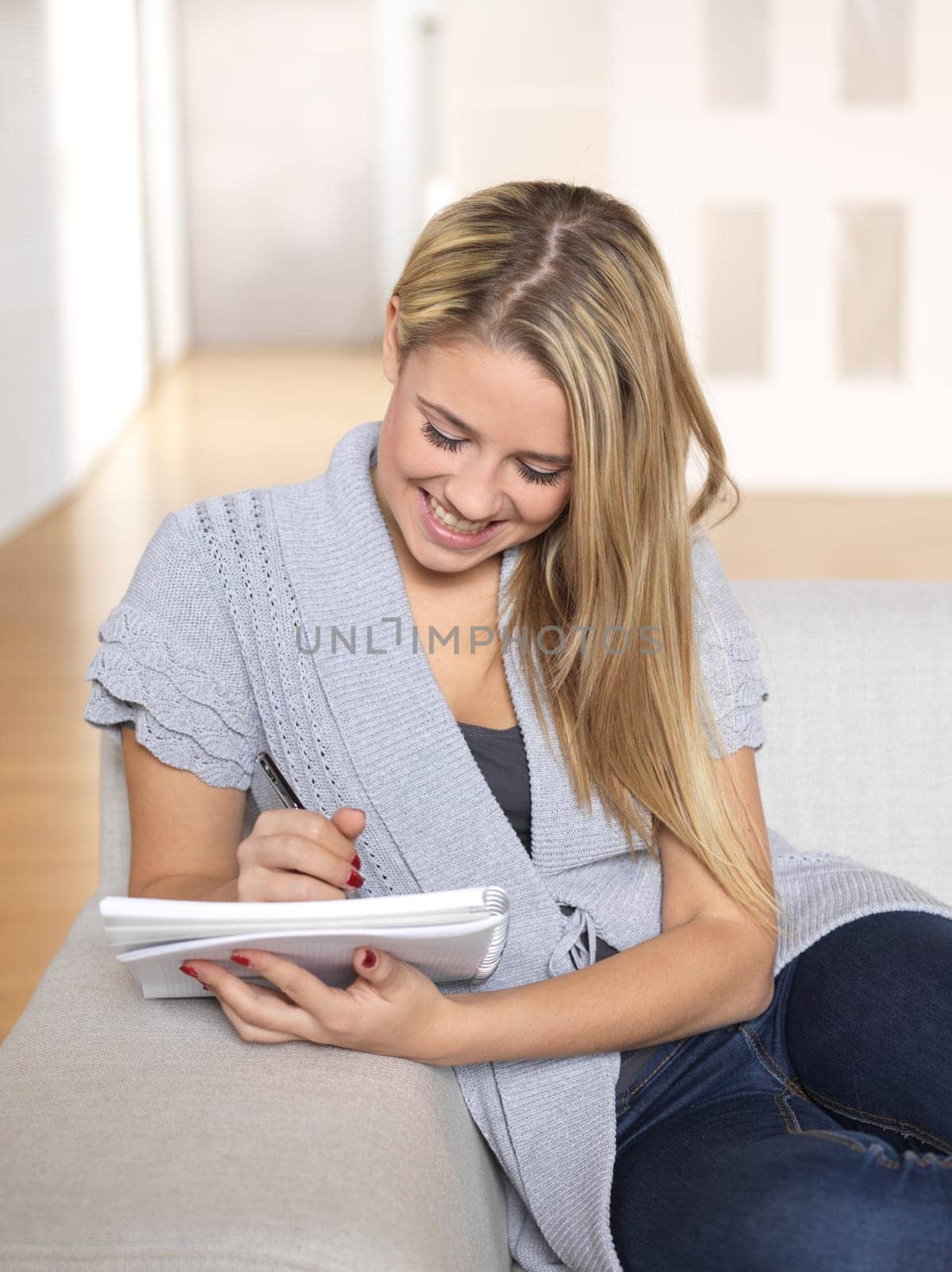 Young woman with notepad
