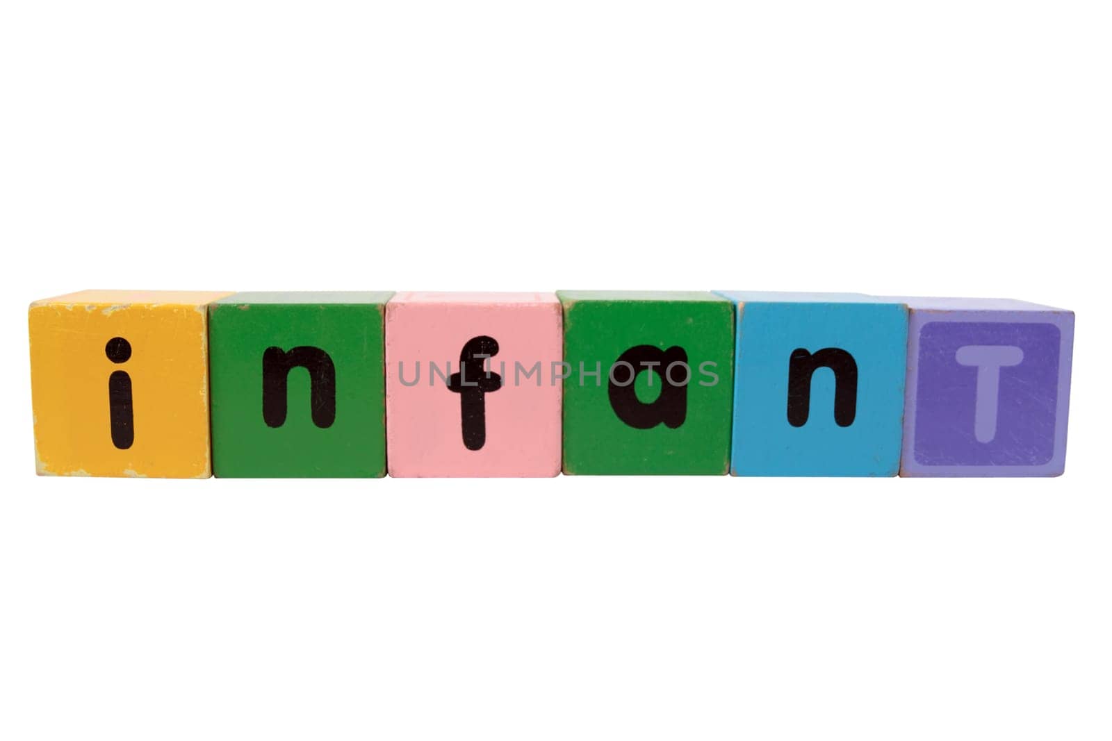 toy letters that spall infant against a white background with clipping path