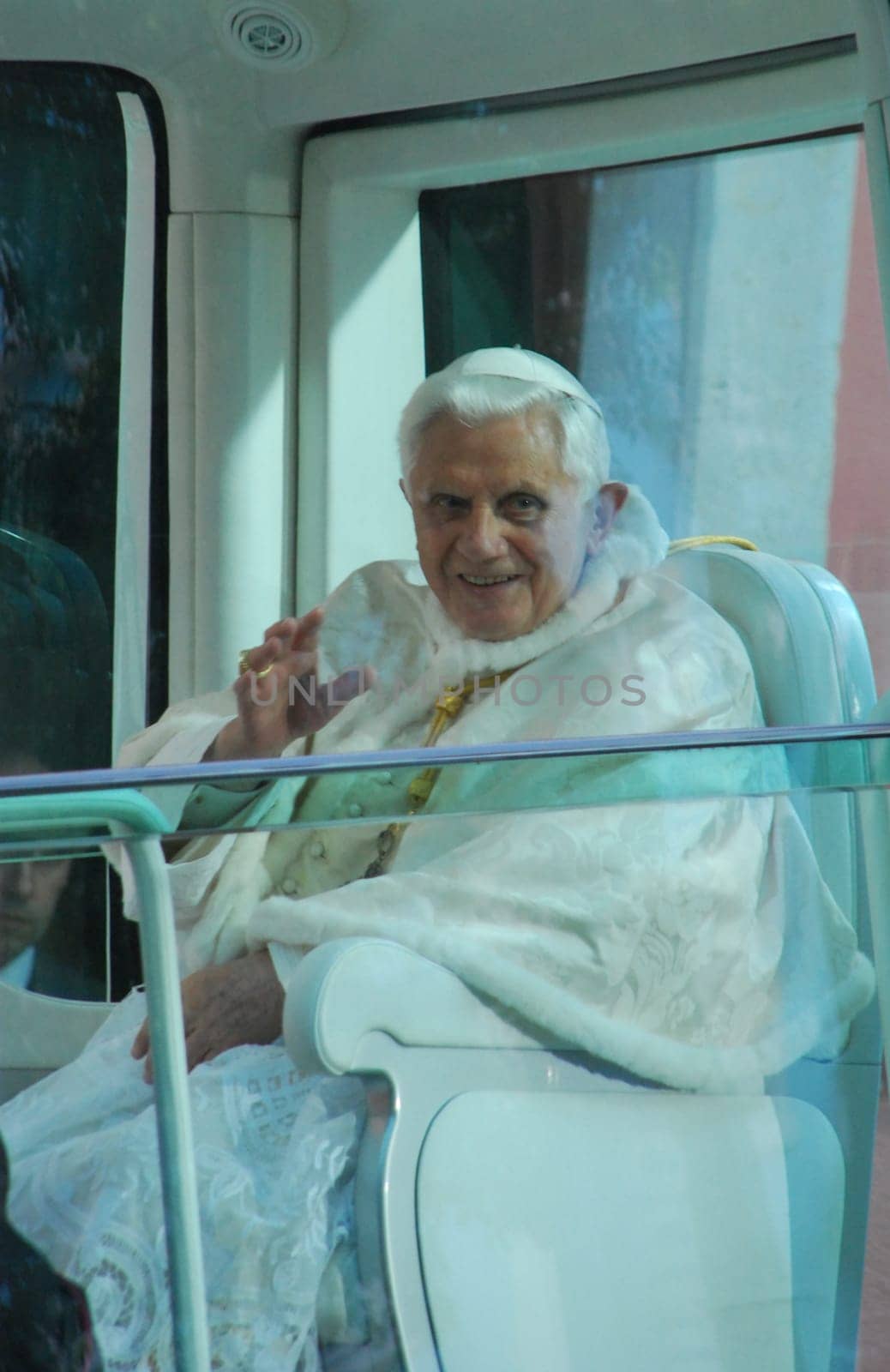LISBON - MAY 11: 2010 Pope Benedict XVI, born Joseph Alois Ratzinger is the 265th and reigning Pope, he succeeded Pope John Paul II on May 11, 2010 in LISBON, PORTUGAL.