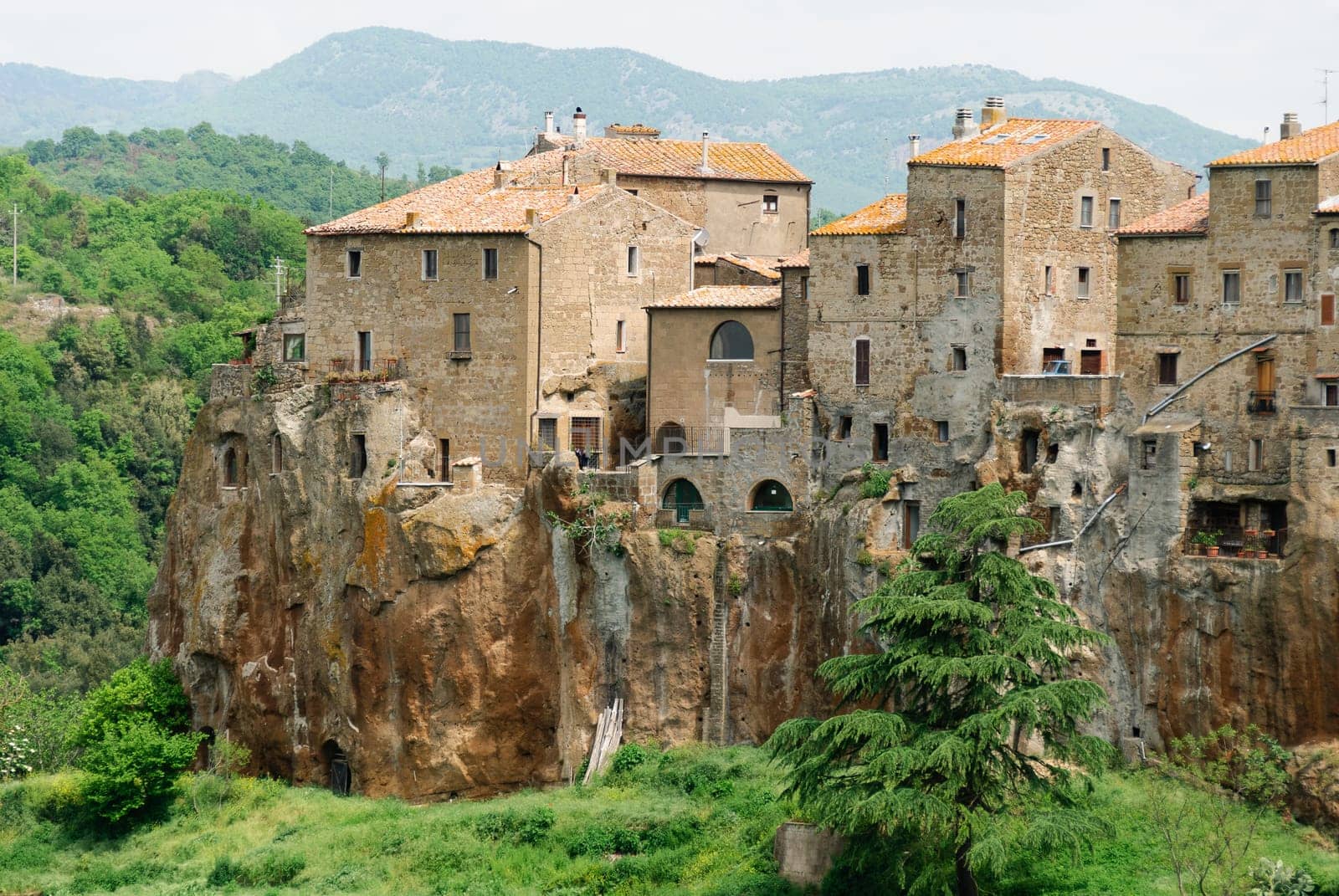 view of the village of Pitigliano in Tuscany