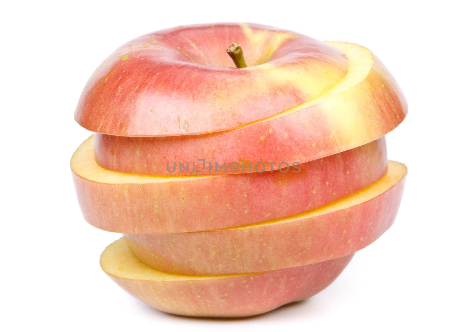 Fresh sliced apple on a white background. Close up.
