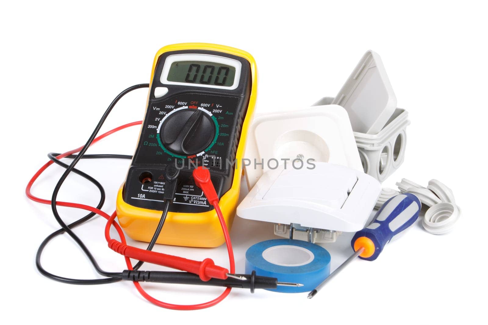 Electric equipment for apartment repair on a white background
