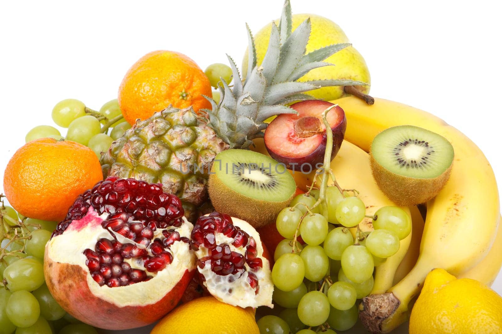 Still-life with fresh appetizing fruits. Close up.