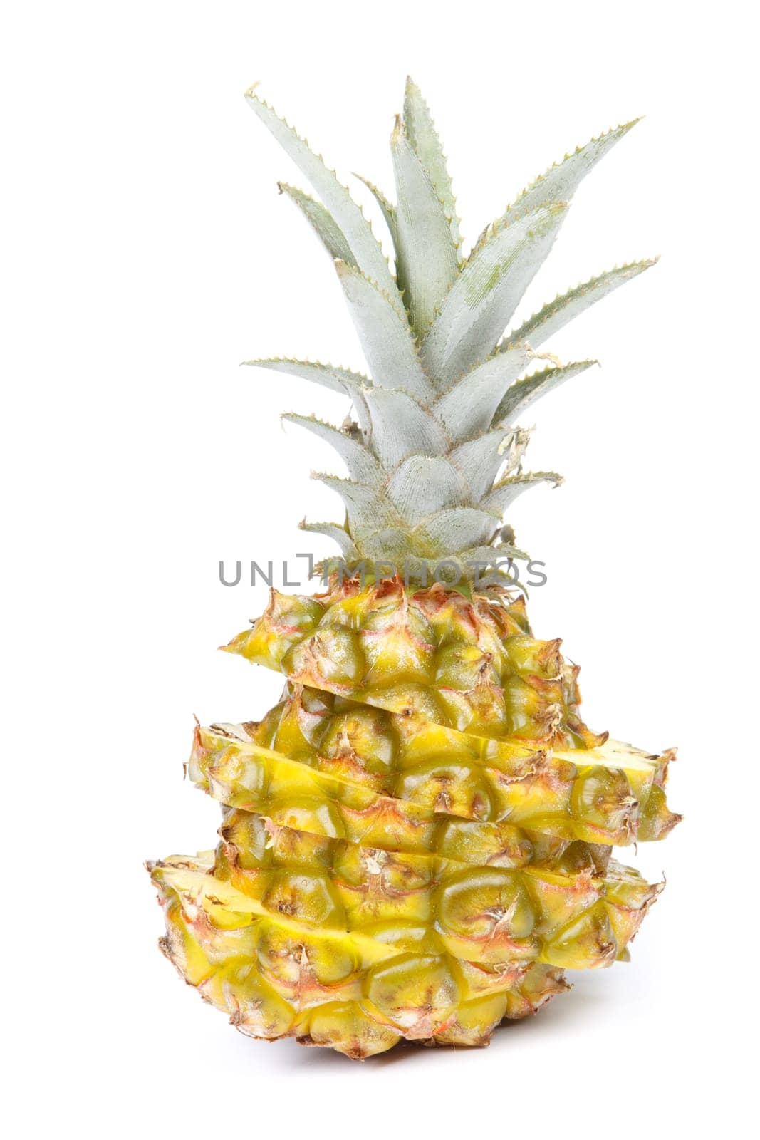 Fresh sliced pineapple on a white background. Close up.