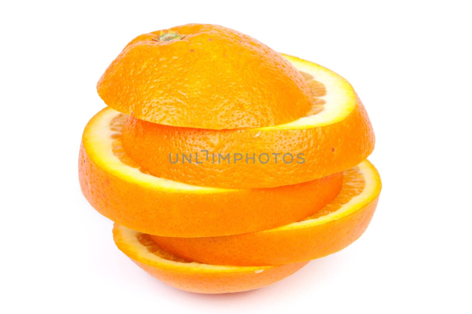 Fresh sliced orange on a white background. Close up.