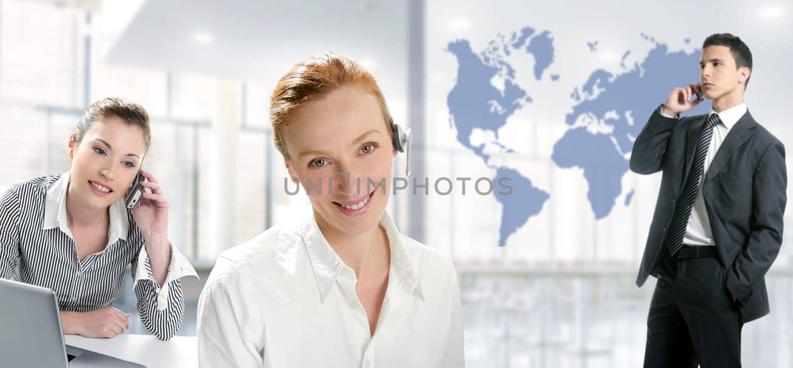 Modern office with beautiful women and handsome businessman