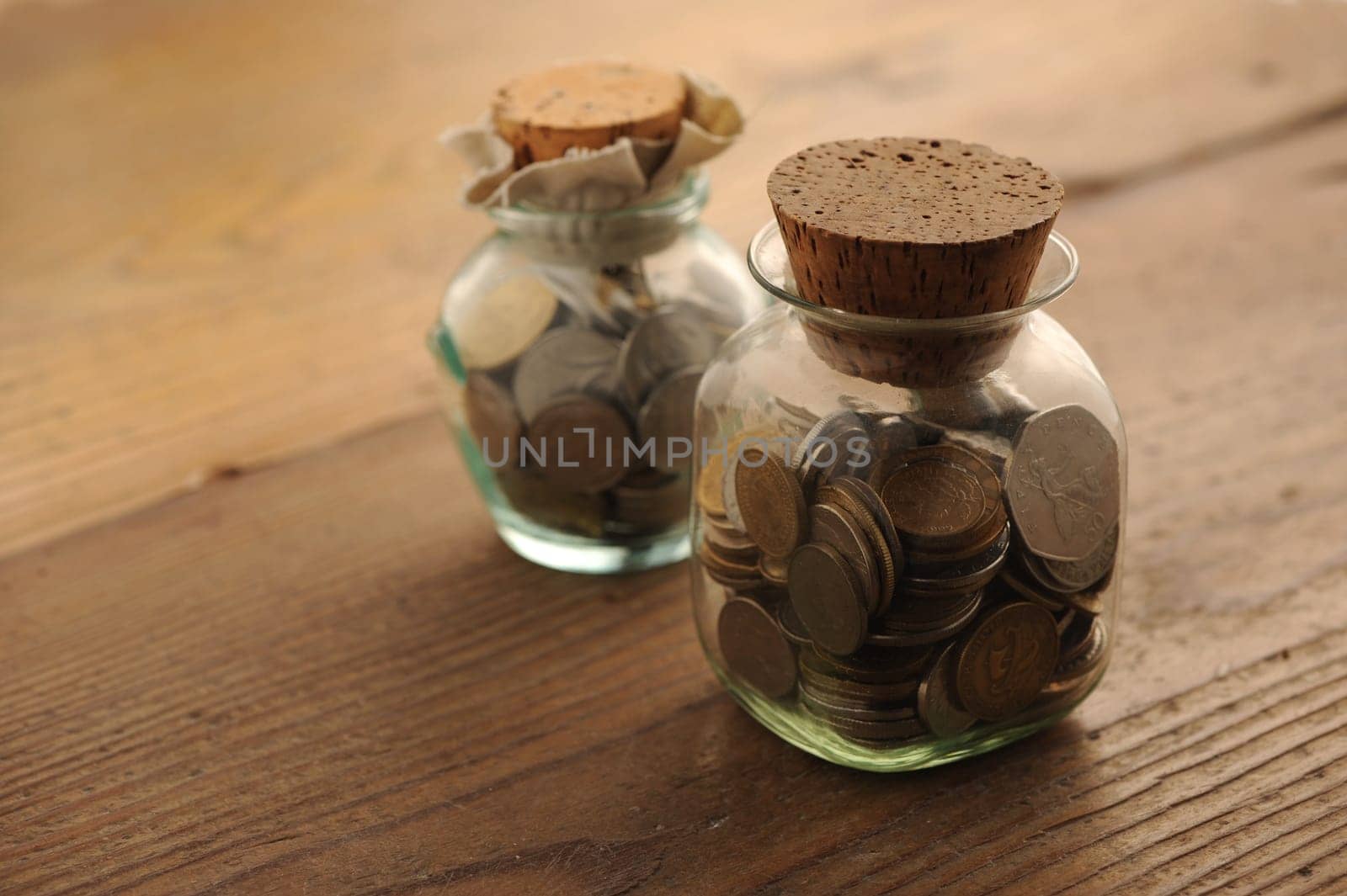 old coins on the wooden table