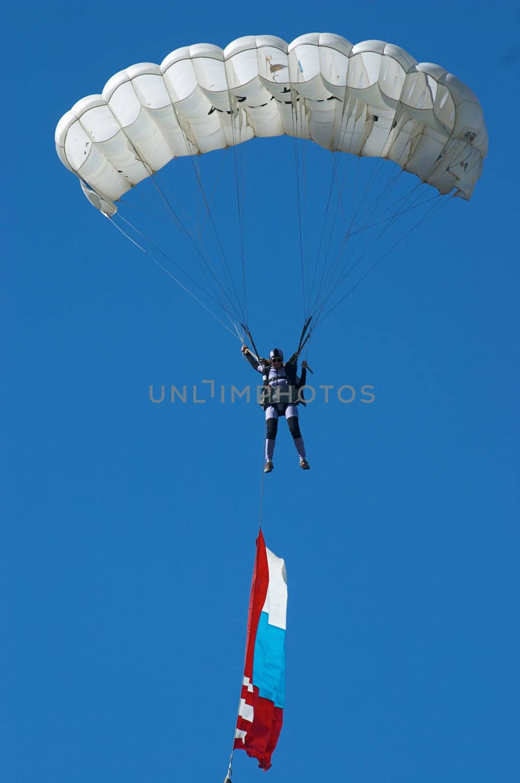 Skydiver in airshow. Novosibirsk, Airport Mochishe, august 2006