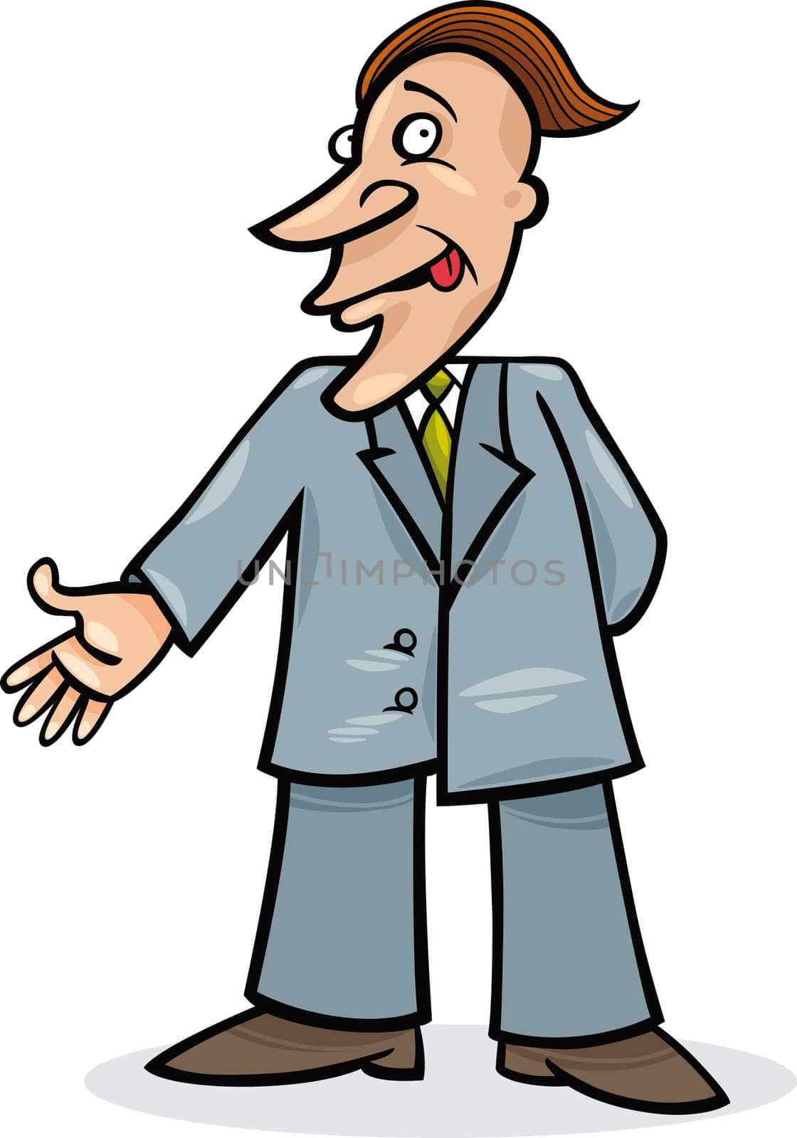 cartoon illustration of funny man in suit