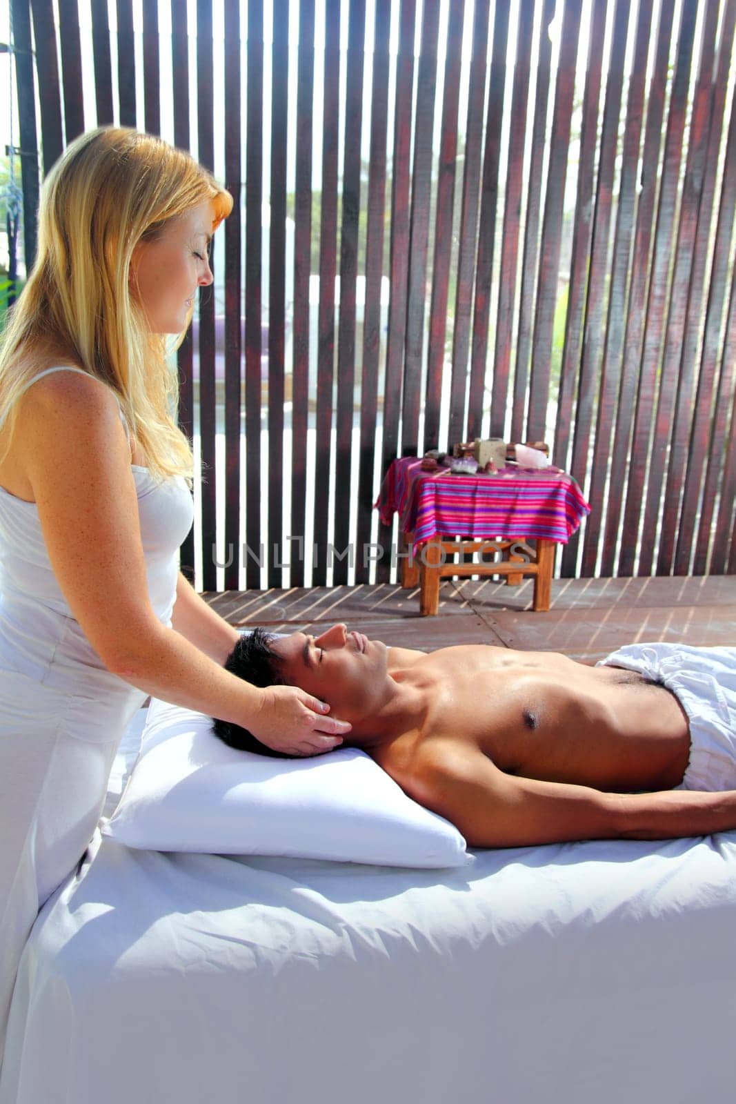 cranial sacral massage theraphy in Jungle cabin tropical rainforest