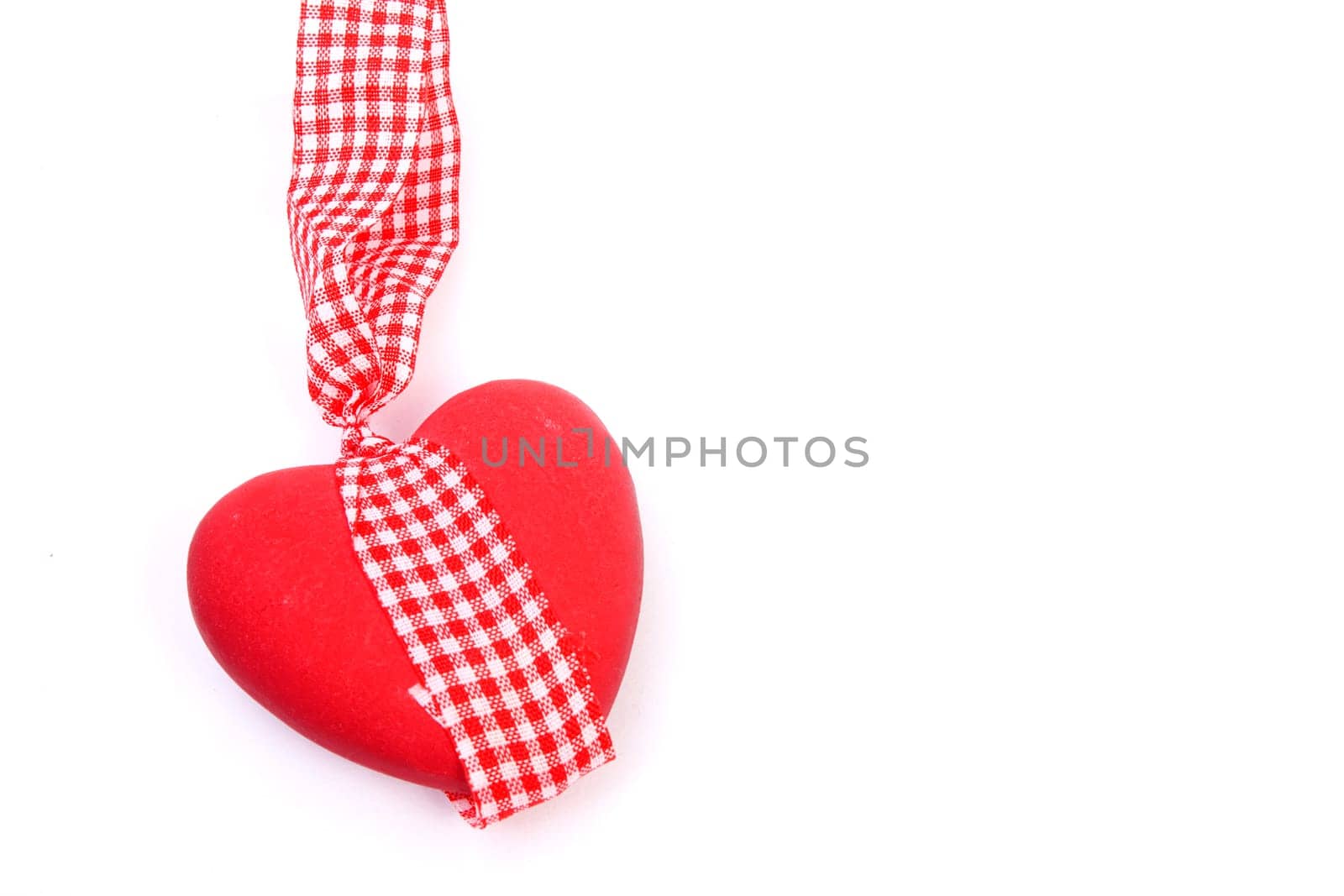 Ceramic vintage decorate heart isolated on white background and copy-space
