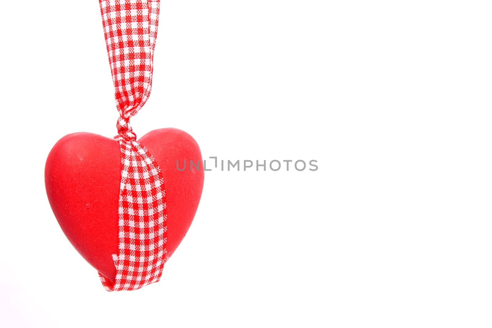 Ceramic vintage decorate heart isolated on white background and copy-space