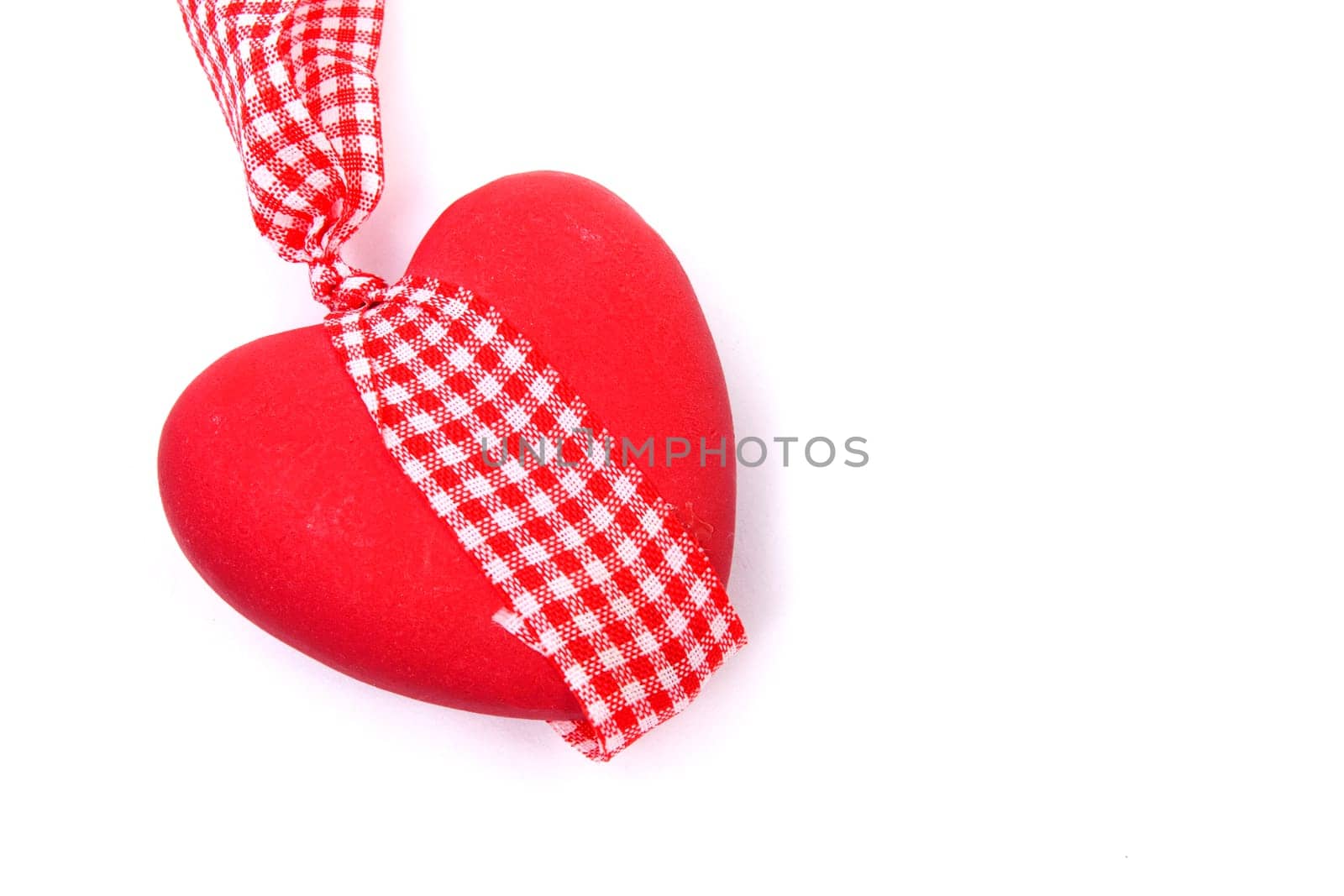 Ceramic vintage decorate heart isolated on white background and copy-space