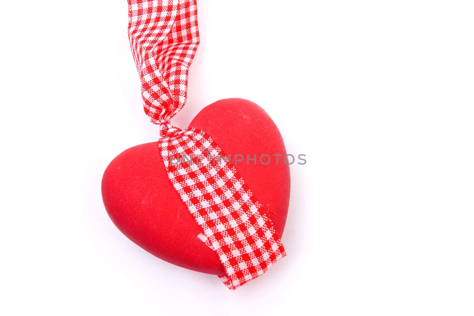 Ceramic vintage decorate heart isolated on white background and copy-space
