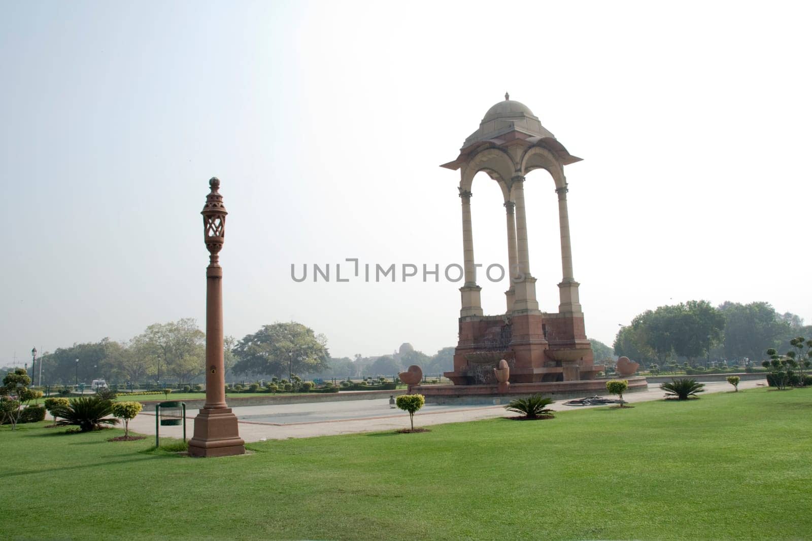 Lamp pillar and pillared canopy near India Gate, New Delhi, India, Asia