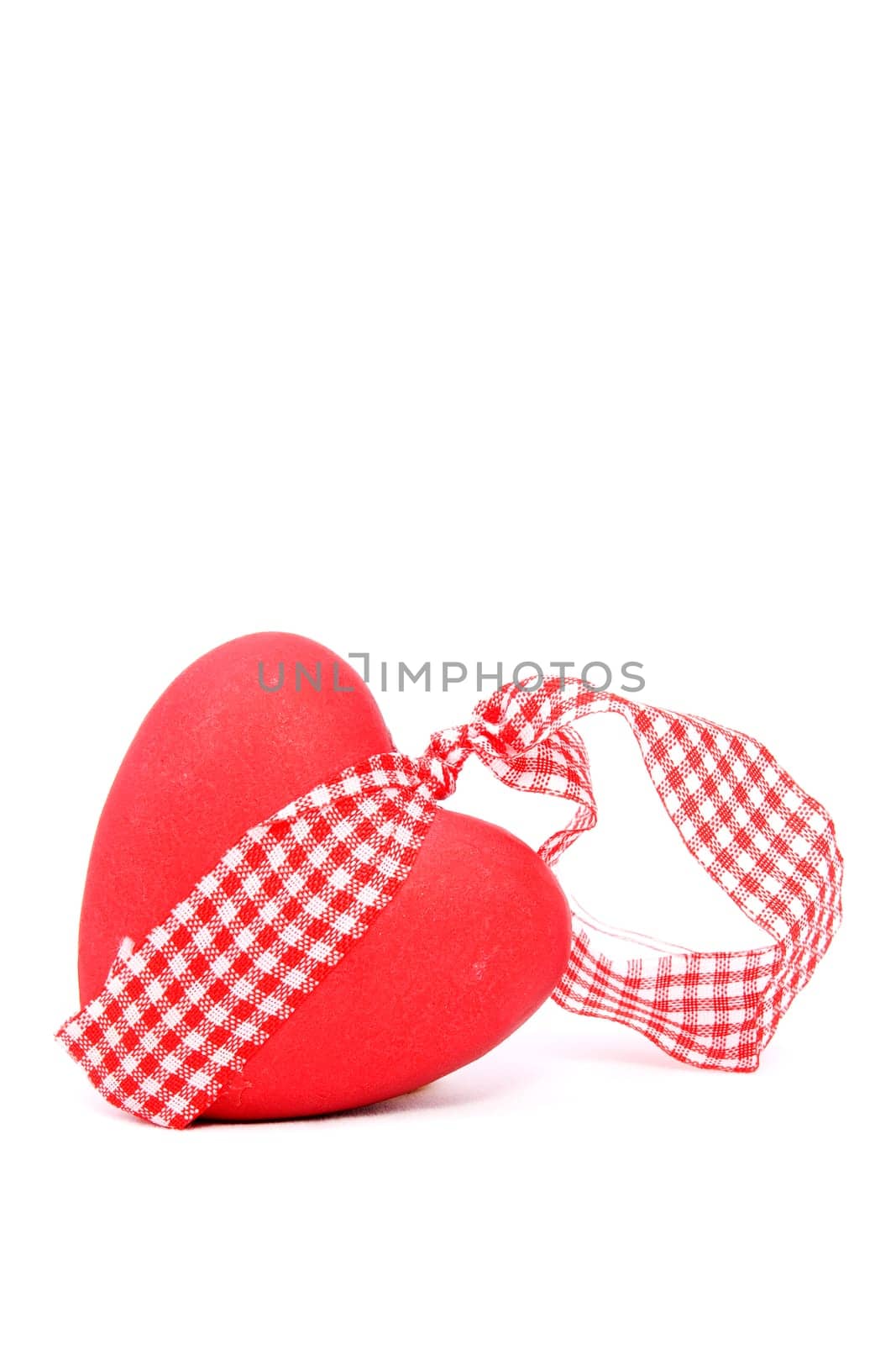 Ceramic vintage decorate heart isolated on white background and copy-space