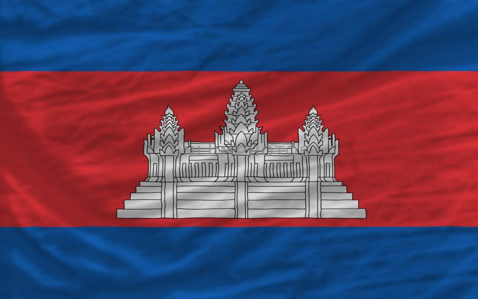 complete national flag of cambodia covers whole frame, waved, crunched and very natural looking. It is perfect for background