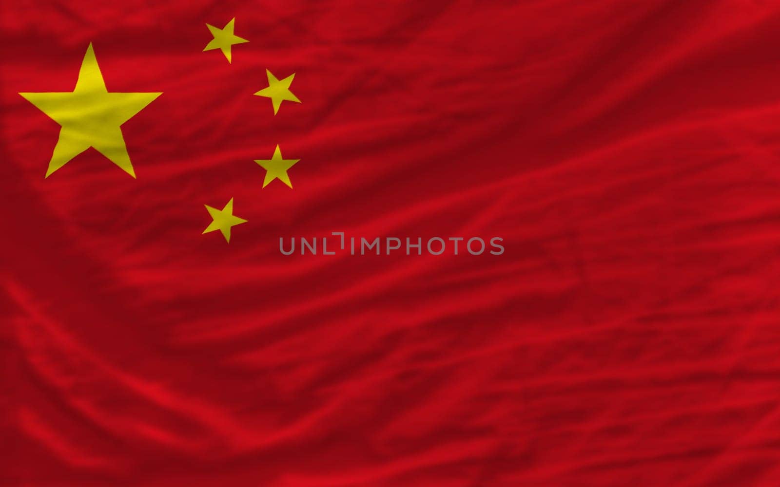 complete national flag of china covers whole frame, waved, crunched and very natural looking. It is perfect for background
