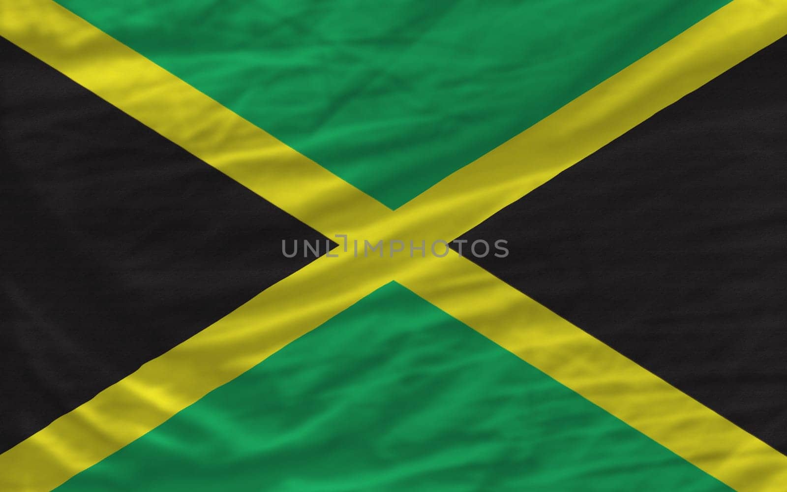 complete national flag of jamaica covers whole frame, waved, crunched and very natural looking. It is perfect for background